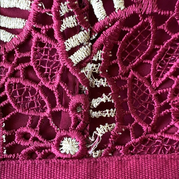 Burgundy and cream lace minidress - Picture 3 of 5